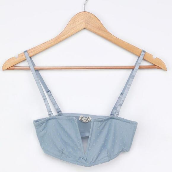 Light Blue Rain Free People Mesh Polka Dot Sierra Bandeau Bralette XS - Picture 4 of 10